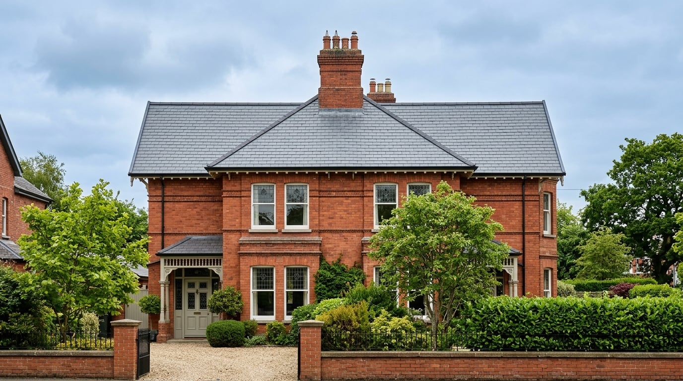 Slate pitched roof on a Belfast home